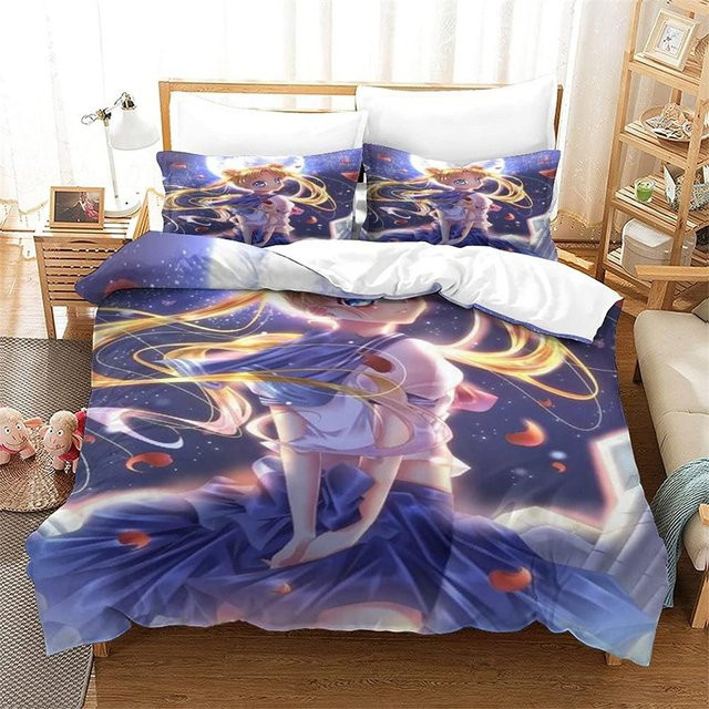 Sailor Moon Bettwäsche-Set aus Mikrofaser-Polyester, Mehrfarbig, B/H: 245 x 210 cm, 3-teilig - Bild 1