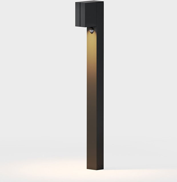IP44 Cut Control LED-Pollerleuchte mit Bewegungsmelder in Schwarz aus Aluminium und Glas - Bild 1