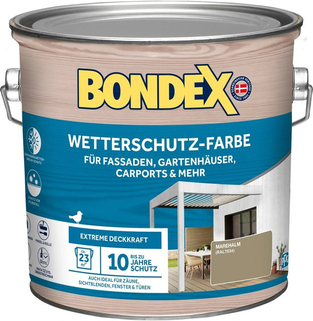 Bondex Wetterschutz-Farbe für Holz in Grau RAL 7034 Marehalm, 2,5 l - Bild 1