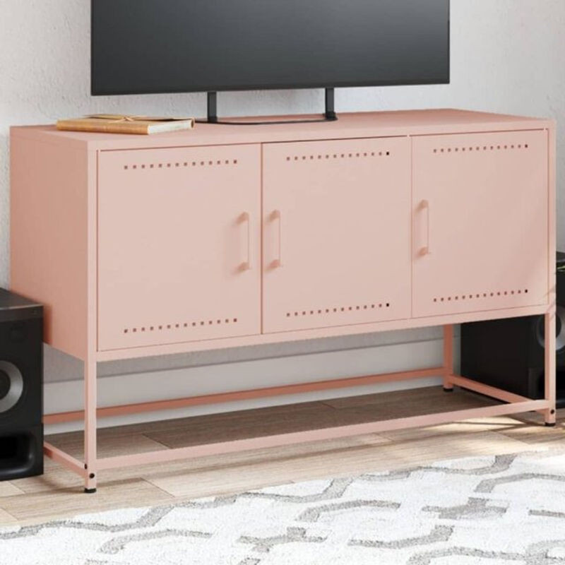Vidaxl TV-Schrank aus Stahl in Rosa im Industrial Design, B/T/H: 100,5 x 39 x 60,5 cm - Bild 1