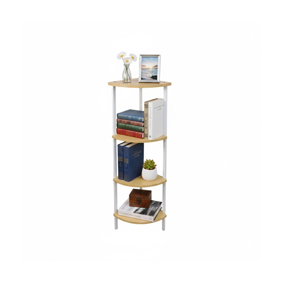 Relaxdays Eckregal in Weiß mit 4 Ebenen aus MDF und Eisen, Höhe: 125 cm, Breite: 44,5 cm, Tiefe: 31,5 cm - Bild 2