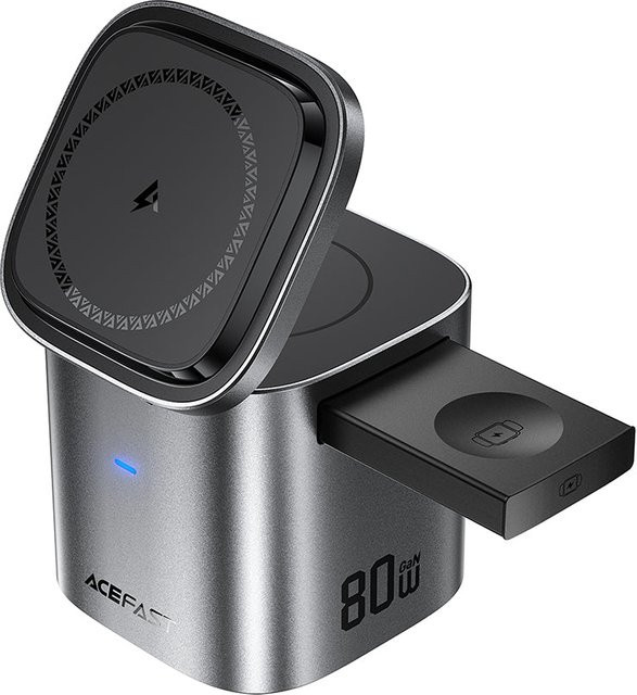 Acefast Z9 QI 6in1 Ladestation mit 80W Leistung, USB-C und USB-A, Schwarz - Bild 1