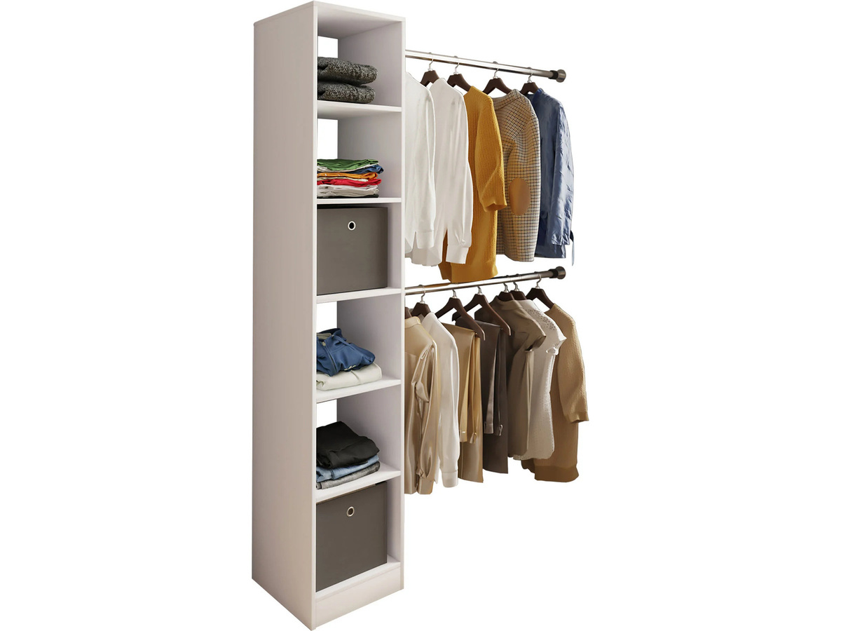 VCM Kleiderregal Dacho mit 2 Stangen in Weiß, B/T/H: 40 x 38 x 194 cm - Bild 3