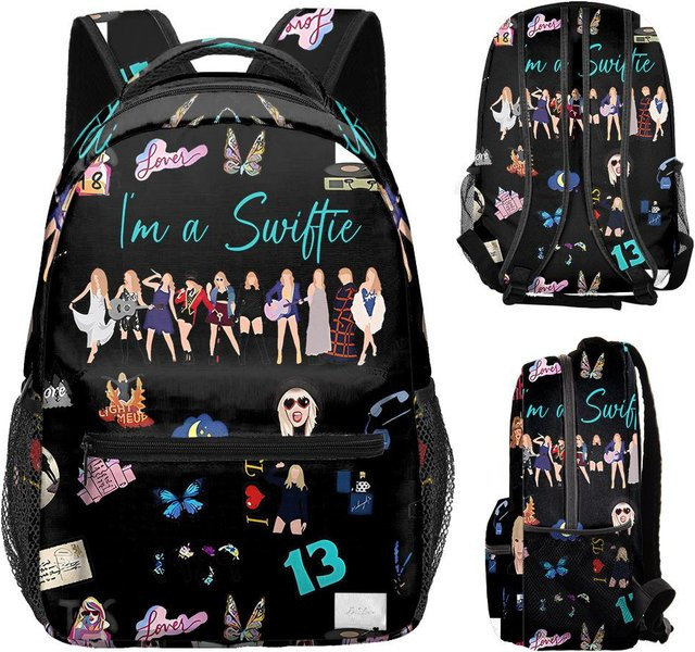 3-teiliges Schulrucksack-Set für Schüler in Schwarz aus Oxford-Stoff mit Schultasche, Schultergurt und Federmäppchen - Bild 1
