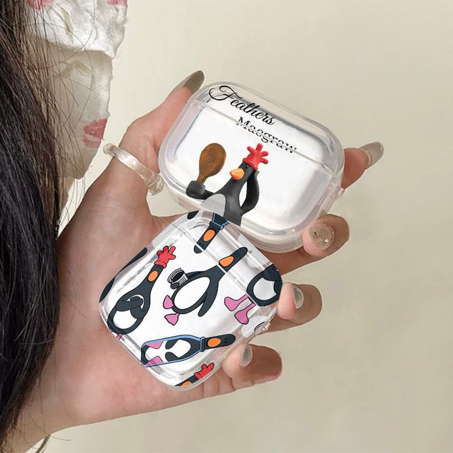 Potdemiel Silikonhülle im Wallace & Gromit Cartoon Design für AirPods 1 2 3 Pro & Pro 2, transparent - Bild 1