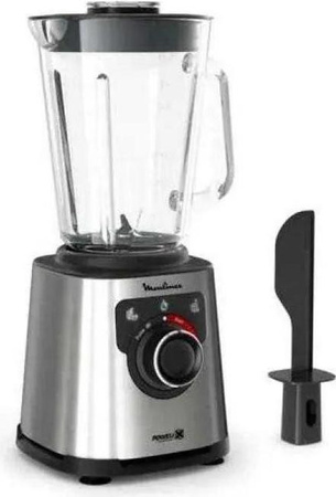 Moulinex LM871D Tischplatten-Mixer in Grau mit 1200 W, 1,5 l Volumen, Pulsfunktion und Eis-Crusher aus Edelstahl