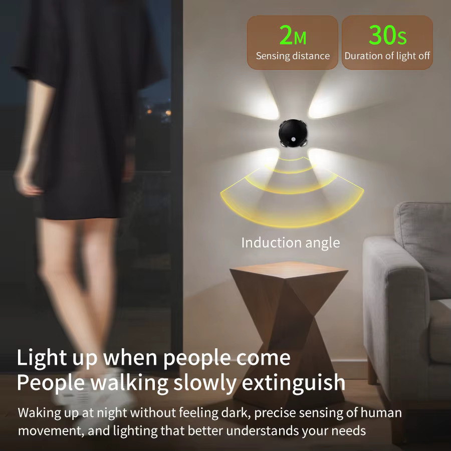 GGBEE RGB Katzenauge Magnetische Wandlampe mit Bewegungssensor und Touch-Funktion, Wiederaufladbare Nachtbeleuchtung in Multicolour für Küche und Schlafzimmer - Bild 5