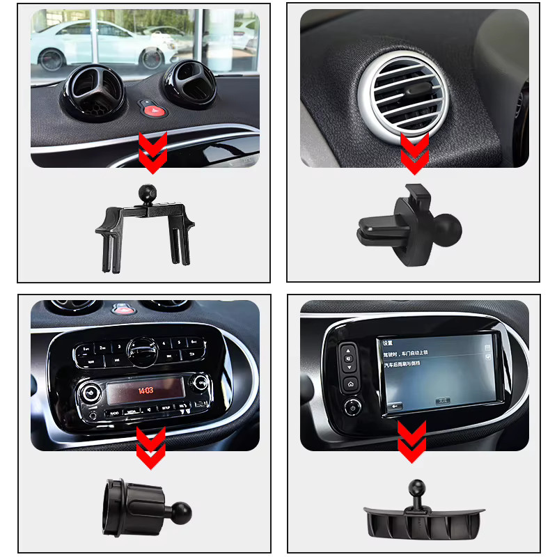 Handyhalterung mit Autoladegerät und Navigationshalterung für Smart Fortwo und Forfour in Schwarz - Bild 5