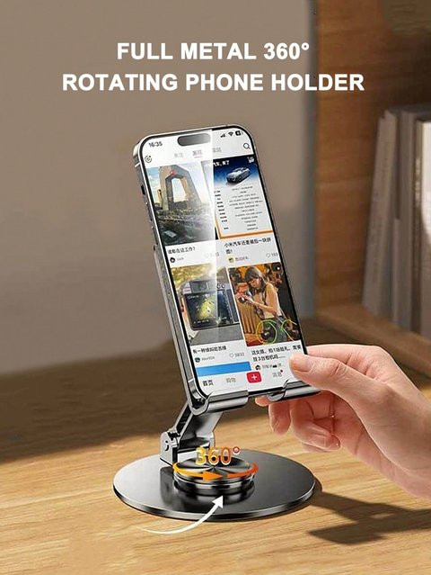 Universeller Slouchy Telefonhalter in Schwarz, 360 Grad verstellbarer und faltbarer Telefonständer mit Drehfunktion - Bild 1
