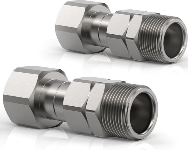 Drehbarer Schlauchanschluss für Hochdruckreiniger M22-14mm Außengewinde auf M22 Innengewinde 360 Grad in Silber - Bild 1