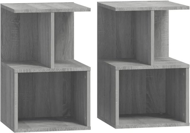 vidaXL Nachttische 2er Set Grau Sonoma aus Holzwerkstoff B/T/H: 35 x 35 x 55 cm - Bild 1
