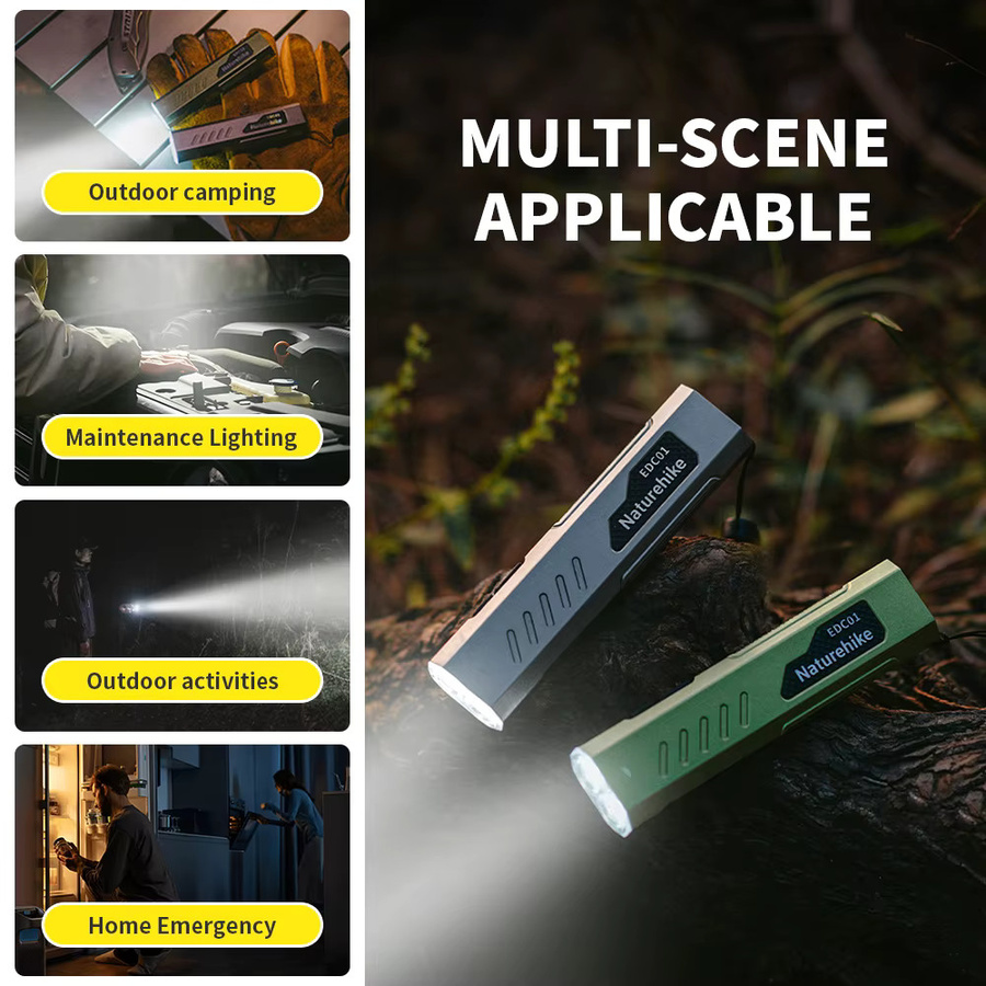 Naturehike EDC-Taschenlampe in Grün mit 1500 Lumen, ultrakompakt und wiederaufladbar für Outdoor, Wandern und Camping - Bild 6