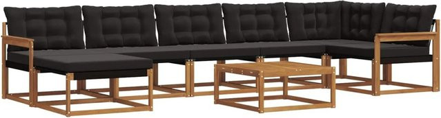 vidaXL Outdoor-Sofagarnitur aus Akazienholz und Textilene mit Kissen, 22-teilig, Schwarz und Braun - Bild 1