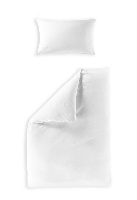 BIERBAUM Bettwäsche Musselin aus Baumwolle in Weiß, Set bestehend aus 1x Bettdeckenbezug (135 x 200 cm) und 1x Kopfkissenbezug (40 x 80 cm) - Bild 1