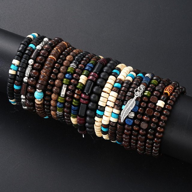 GiftSna Armbänder, Holz, Schwarz, Vintage, Unisex - Bild 1
