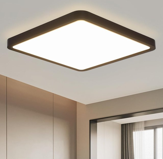Nettlife LED Deckenleuchte Eckig in Schwarz, 18W, 3000K Warmweiß, Durchmesser: 23 cm - Bild 1