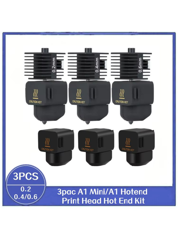 3er-Set A1 Mini/A1 Hotend Druckkopf-Kit mit gehärteten Stahldüsen 0.2mm, 0.4mm und 0.6mm für Bambu Lab 3D-Drucker - Bild 4