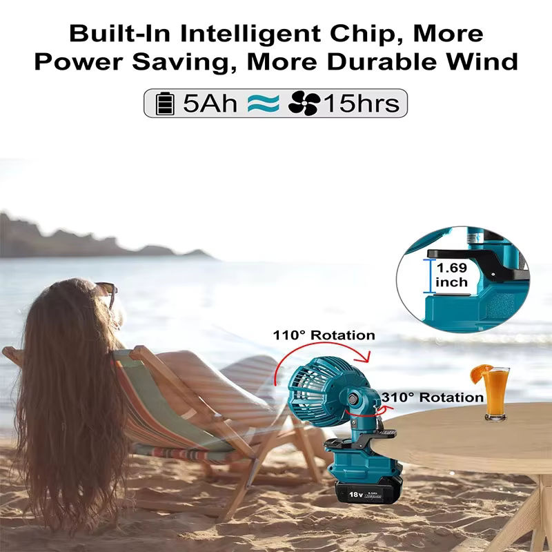 Makita Tragbarer Clip-On-Mini-Ventilator für 18-V-Lithiumbatterien mit 3 Geschwindigkeitsstufen - Bild 5