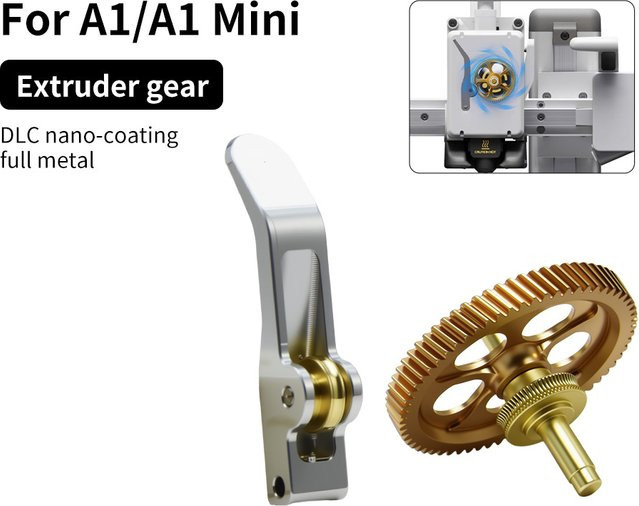 Bambu Lab Upgrade A1 Extruder-Zahnrad aus gehärtetem Vollmetall mit RNC Nano-Beschichtung für A1 und A1 mini Serie - Bild 1