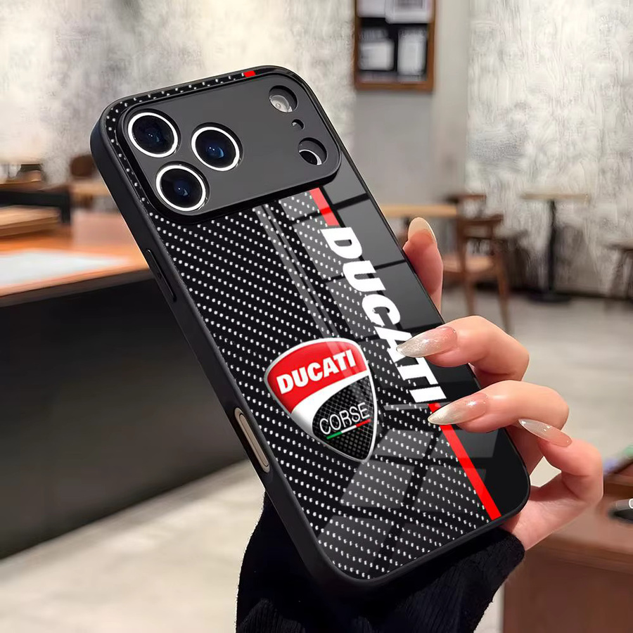 Potdemiel Handyhülle im Ducati Motorrad-Rennsport Design für iPhone, Farbe: Schwarz, inklusive Glasabdeckung - Bild 2