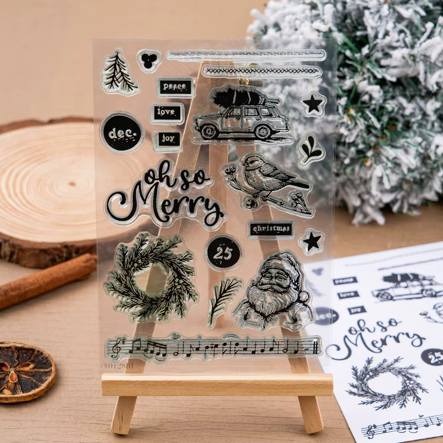 Transparenter Silikonstempel für Weihnachten im Vintage-Stil für DIY Scrapbooking - Bild 3