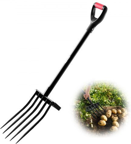 VEVOR Gartenkelle mit 5 Zinken, schwere Grabgabel aus geschmiedetem Stahl mit Metallstiel und Y-Griff, 104 cm für Kompostierung, Kartoffeln und Umpflanzen - Bild 1