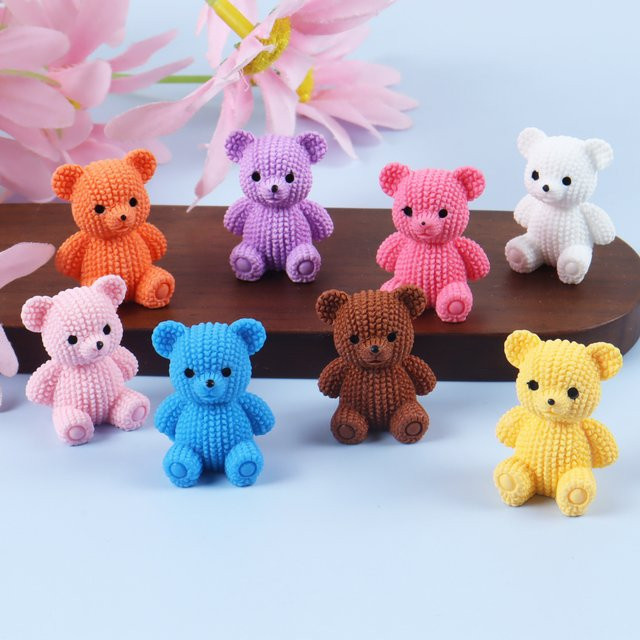 3 Stück DUTRIEUX Cartoon-Bären-Anhänger aus Kunststoff in Braun als 3D-DIY-Mini-Figuren zum Basteln und Dekorieren - Bild 1