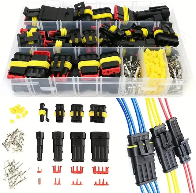 352-teiliges Set wasserdichte elektrische Steckverbinder für KFZ-Verkabelung mit 1, 2, 3 und 4 Pin Steckern (männlich und weiblich) - Bild 1