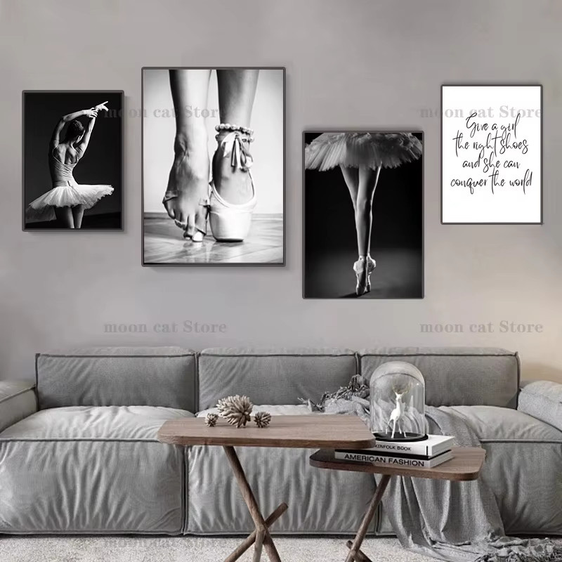 Potdemiel Leinwandgemälde Ballerina Schwarz-Weiß Modernes Wandbild Ballett-Mädchen als Wandkunst für dein Wohnzimmer - Bild 3