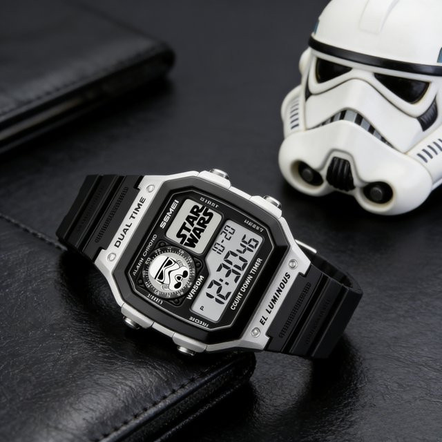 Star Wars Chrono-Armbanduhr, Digitaluhr, Schwarz, Silikon, Herren - Bild 1