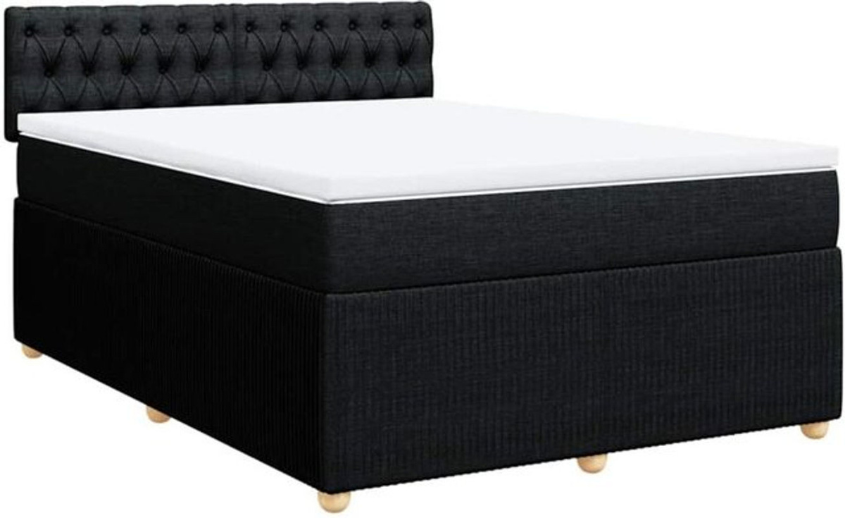 vidaxl Boxspringbett mit Matratze aus Stoff in Schwarz B/T/H: 160 x 200 x 100,5 cm - Bild 1