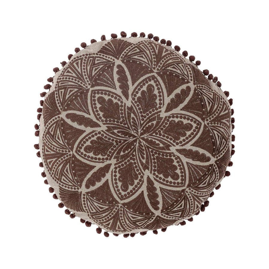Bloomingville Kissen Cizzy aus Baumwolle, rund, braun, Durchmesser: 40 cm - Bild 1