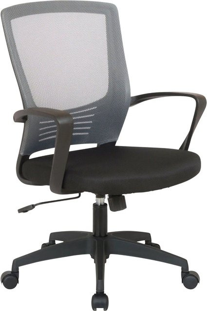 DELUKE VAKO Ergonomischer Bürostuhl in Grau mit Netzbespannung, Höhenverstellbarer Drehstuhl mit Armlehnen und Rollen - Bild 1
