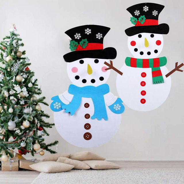 Venkaite DIY Filz Weihnachtsschneemann als hängender Wandaufkleber in Bunt für Kinder - Bild 1