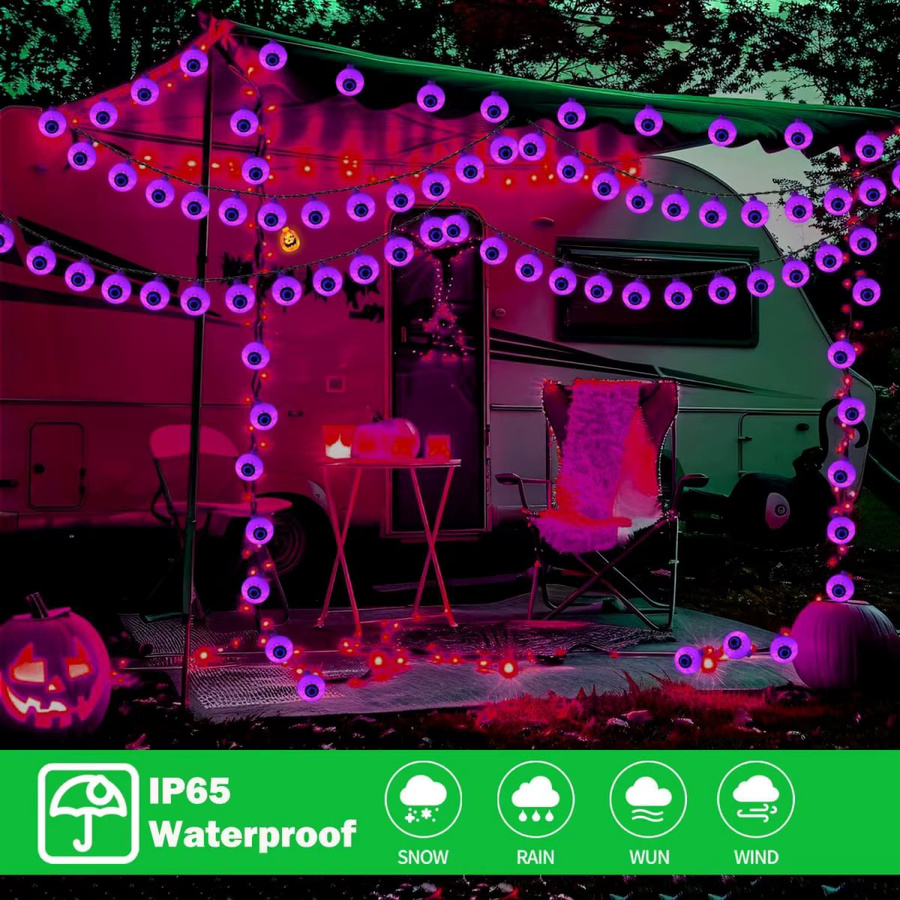 Peach Forest Solar LED Halloween Lichterkette mit gruseligen Augäpfeln in Multicolour und 8 Beleuchtungsmodi - Bild 3