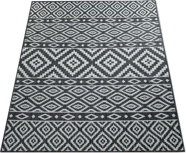 In- & Outdoor-Teppich Cocoon in Schwarz mit geometrischem Rauten-Design, B/T: 80 x 150 cm - Bild 1