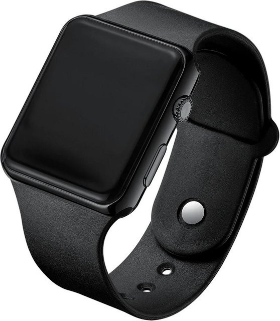 Digitaluhr, eckig, schwarz, Silikon, Unisex - Bild 1