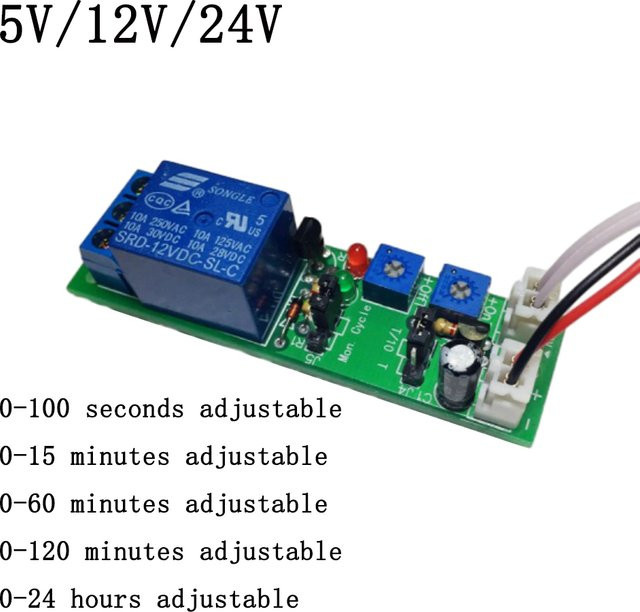 JK11S Zyklus-Timer Verzögerungs-Ein-Aus-Relaismodul mit einstellbarer Zeit von 0-24 Stunden in Multicolour - Bild 1