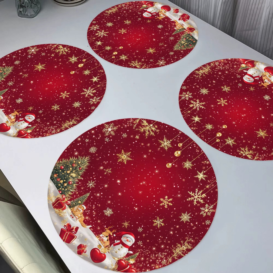 VIKAMA Tischsets mit Weihnachtsschneeszene für Feiertags-Tischdekorationen, 4/6-teilig - Bild 2