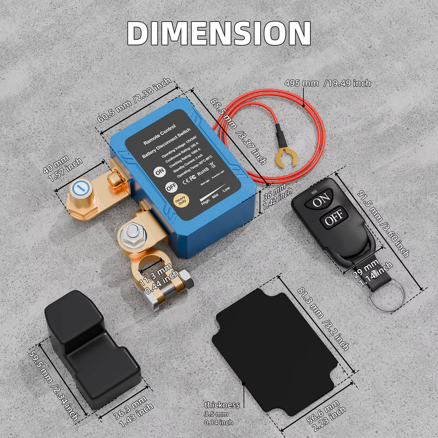 Daiertek Fernbedienung Batterietrennschalter 12V/24V 240A mit Spannungsschutz und Anti-Interferenz für PKW und LKW - Bild 5
