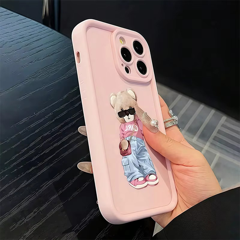 Niedrige und stilvolle iPhone Hülle mit rosa Bären-Design für verschiedene iPhone Modelle - Bild 5