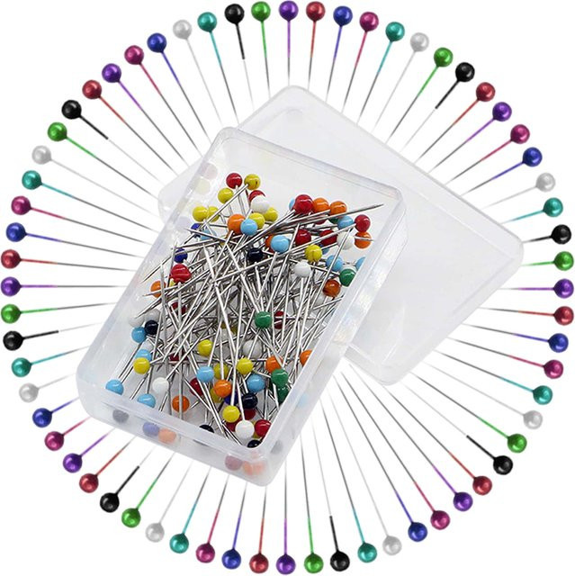 100 Stück Perlkopf-Nähnadeln aus Metall in Schwarz und Multicolour mit Aufbewahrungsbox für DIY-Handarbeitsprojekte, Breite: 3,2 cm - Bild 1
