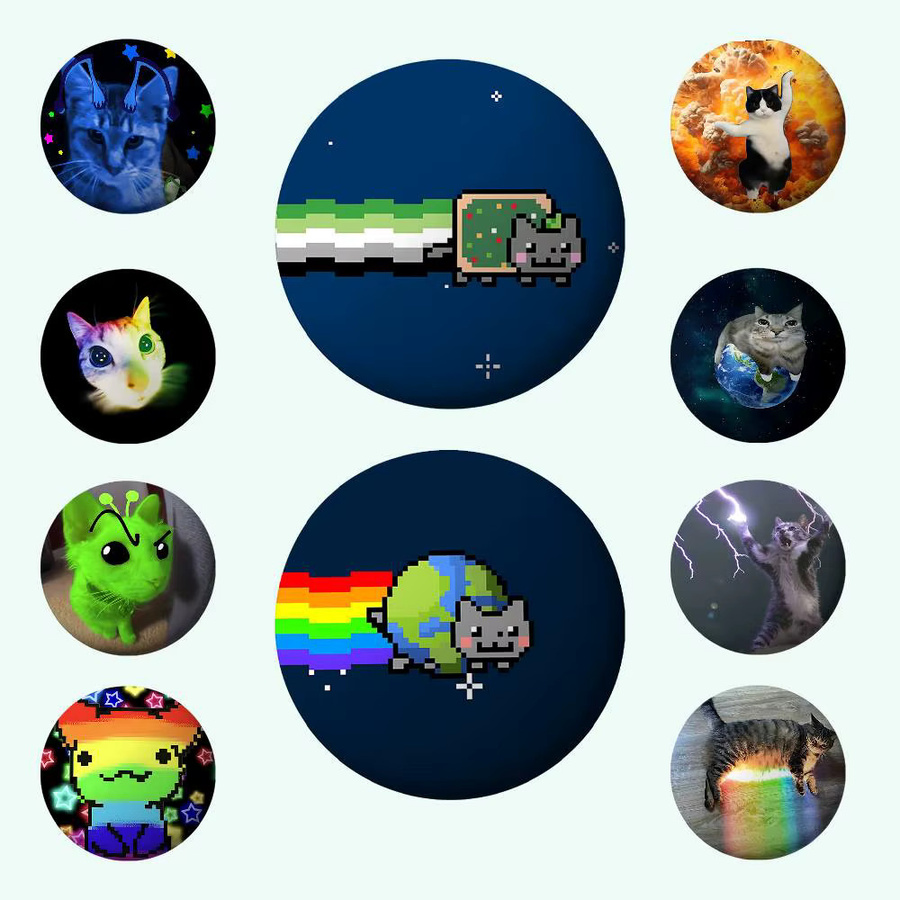 52TOYS Brosche Regenbogen Alien Katze, Weißblech, Metall - Bild 4