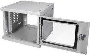 LogiLink Wandverteiler SoHo, 4 HE, lichtgrau (RAL7035), mit Glastür und Zylinderschloss - Bild 1