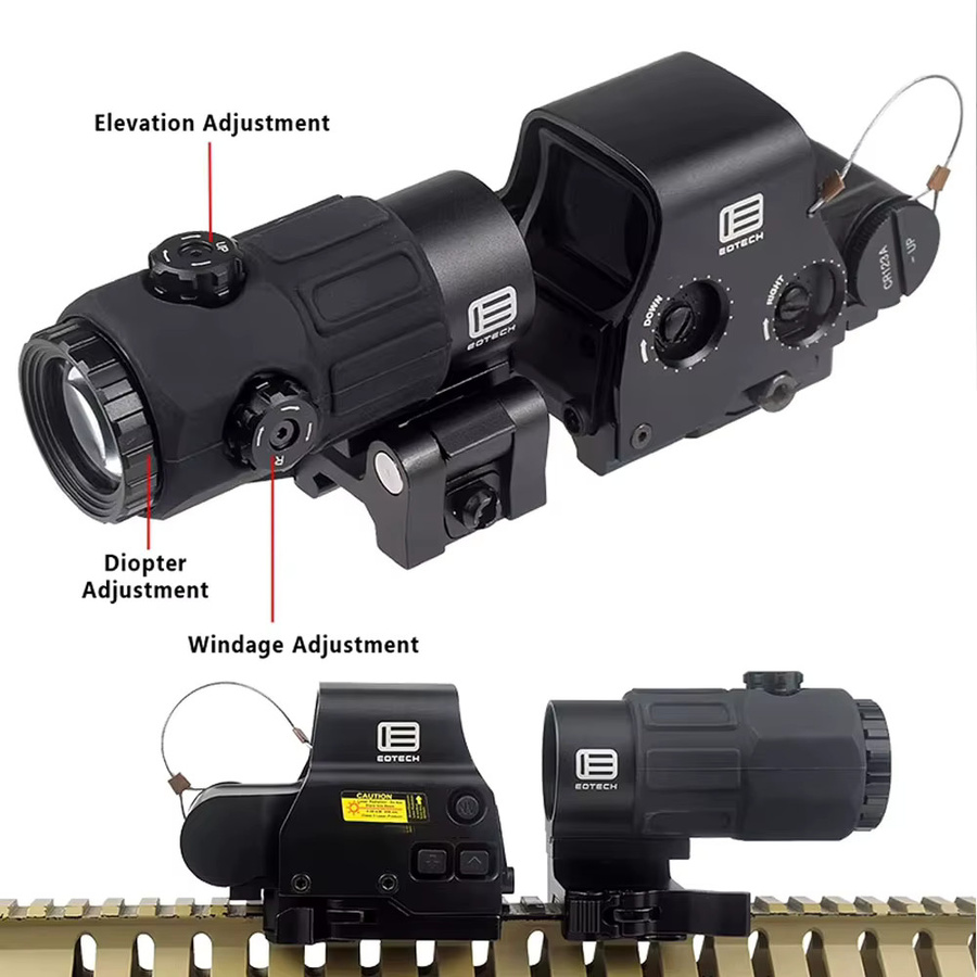 Eotech 558+G43 Holografisches Kollimator-Visier Rotpunkt-Optikvisier in Schwarz mit 3X und 5X Vergrößerungsglas für 20mm Schienenmontage - Bild 2