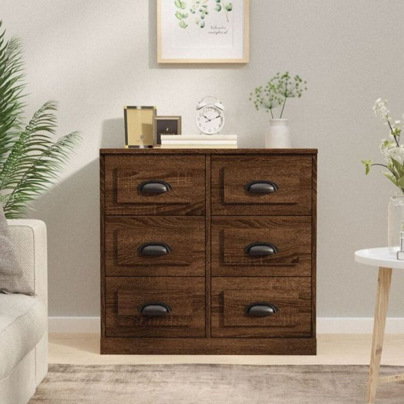 Vidaxl Sideboard in Braun in Eichen-Optik aus Holzwerkstoff im Landhausstil, B/T/H: 70 x 35,5 x 67,5 cm - Bild 1