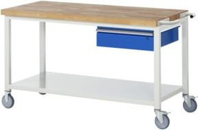 Fahrbare Werkbank RAU mit Ablageboden und Schublade, Farbe: Multicolour, B/T/H: 150 x 70 x 88 cm - Bild 1