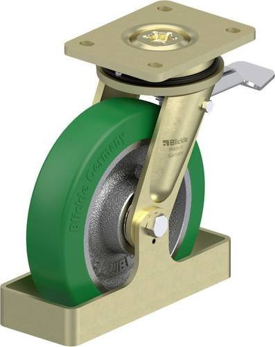 Blickle Schwerlast-Lenkrolle LS-GST 200K-ST-FS in Silber und Grün mit 200 mm Rad-Durchmesser und 800 kg Tragfähigkeit - Bild 1