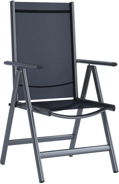 VCM 4er Set Alu-Gartenstühle in Anthrazit mit Textilene-Netzgewebe und Armlehnen, H x B x T: 105 x 56 x 65 cm - Bild 2