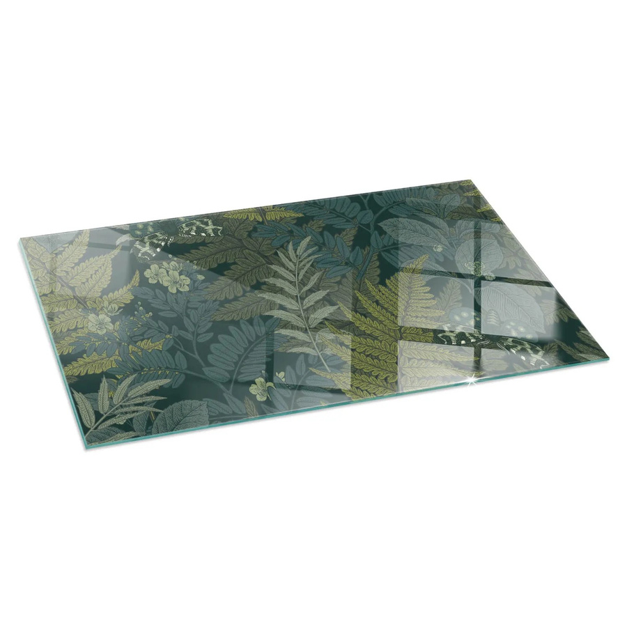Tulup Funkenschutzplatte aus Glas mit floralen Pflanzenmotiven in Grün, B: 140 cm, H: 70 cm - Bild 2